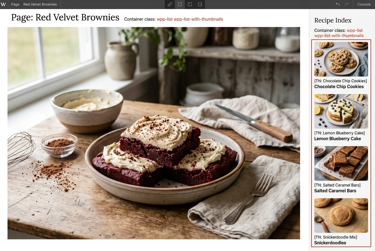 Page: Red Velvet Brownies. Container class: wpp-list wpp-list-with-thumbnails